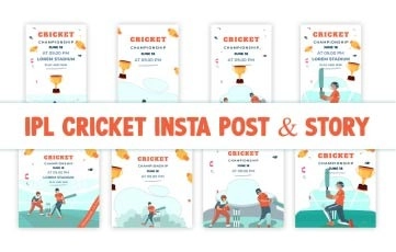 IPL Cricket Character Animation Instagram Story Post AE Template