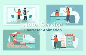 Hotel Service Character Animation Scene After Effects Template