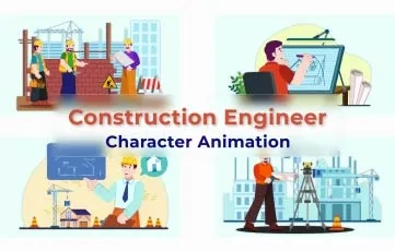 Construction Engineer Character Animation After Effects Template