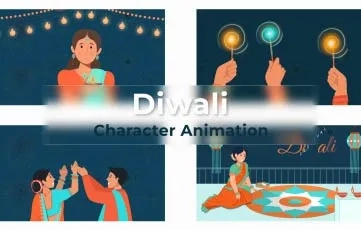 Diwali Celebration Character Animation After Effects Template