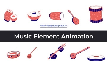 Music Element Character Animation After Effects Template