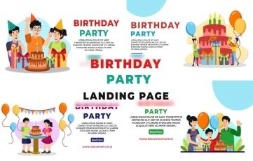 Birthday Party Landing Page After Effects Template