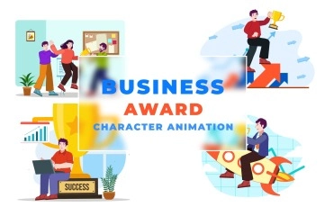 Business Award Illustration Character After Effects Template
