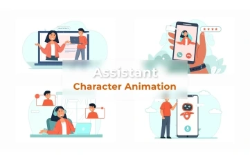Virtual Assistant Character Animation Scene Pack After Effect Template