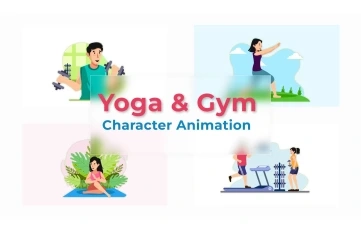 Yoga & Gym Character Animation Scene Pack After Effects Template