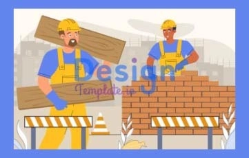 Construction Services Cartoon Character Animation Scene