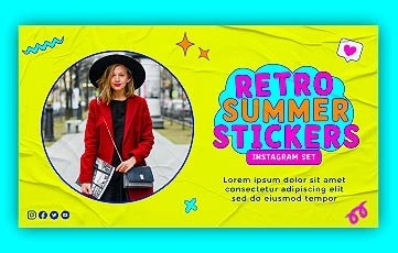 Retro Summer Stickers After Effects Slideshow Template