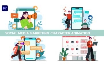 Social Media Marketing Character Animation Premiere Pro Templates