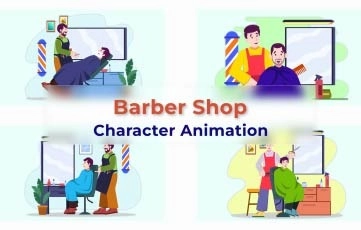 Barber Shop Character Animation Premiere Pro Templates