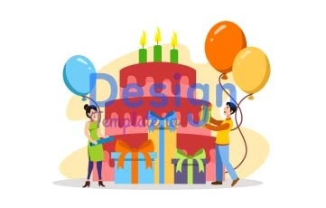 Birthday Party Cake Animation Scene
