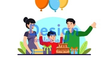 Birthday Party Family Animation Scene