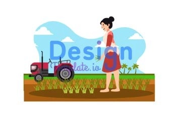 Indian Lady Farmer Animation Scene