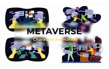 2D Flat Metaverse Character Animation Premiere Pro Templates