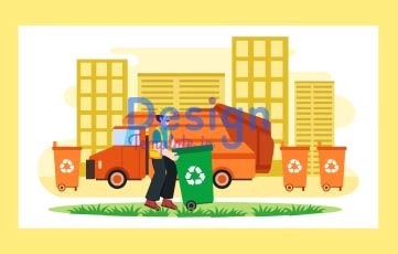 Flat Character Garbage Recycling Animation Scene