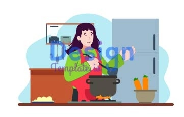 Vector Cooking Animation Scene