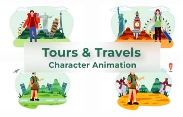 Tours And Travels Character Animation Premiere Pro Templates