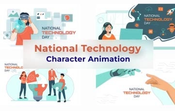 Vector Illustration National Technology Day Character Animation Premiere Pro Templates