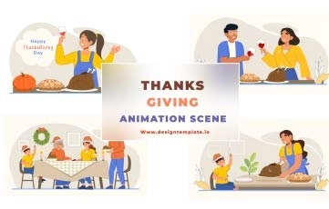 Thanks Giving Animation Scene After Effects Template