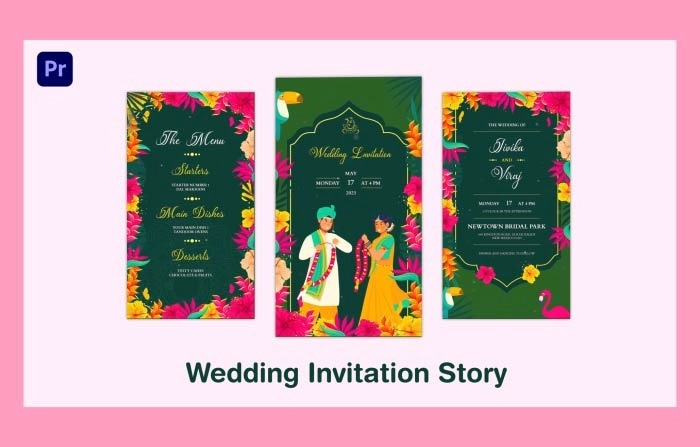 Unique Wedding Invitation Invitation Story Premiere Pro Template