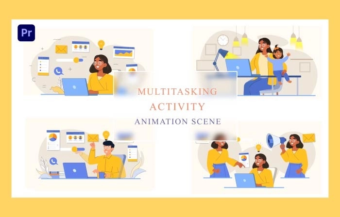 Multitasking Animation Scene Premiere Pro Template