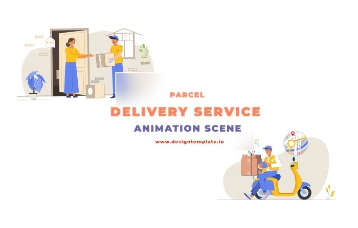 Parcel Delivery Service Animation Scene After Effects Template