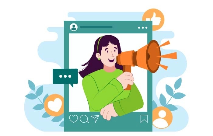 Social Media Marketing Illustration For Advertising Online Service Platform