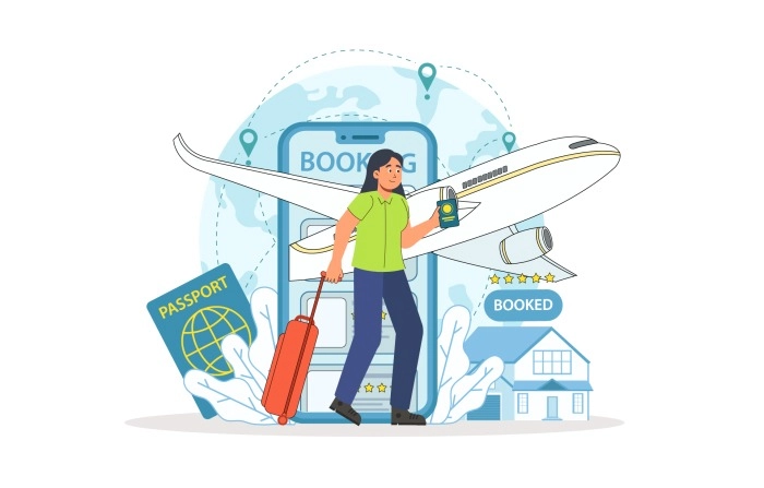 Best Character Travel Booking Illustration image