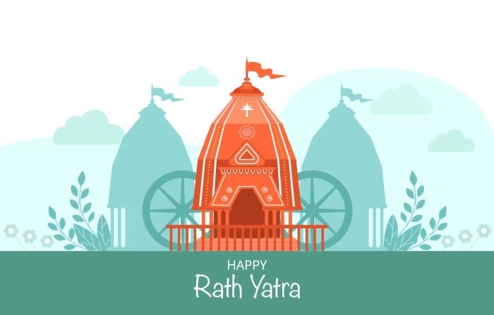 Ratha Yatra Festival Celebration For Lord Jagannath Rathyatra Festival Vector Illusration