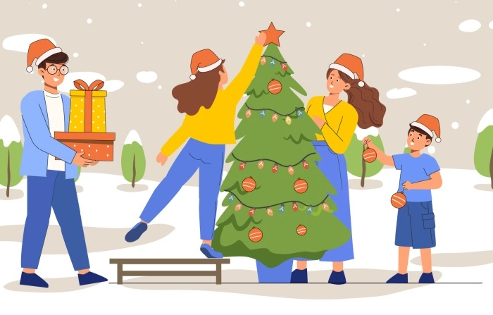 Christmas Illustration Of A Flat Character image