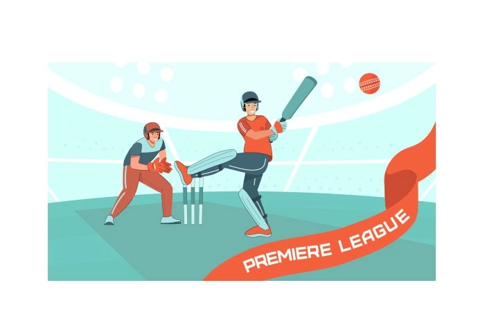 Cricket Batsman Ready To Hit The Shot In Stadium Lights Illustration Premium Vector