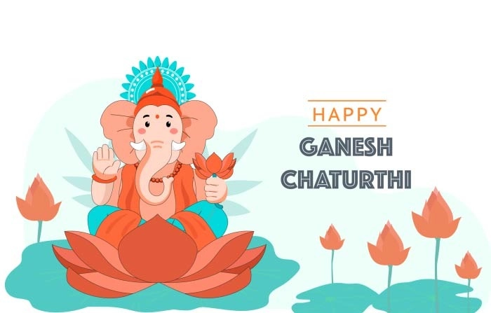 Happy Ganesh Chaturthi Traditional Indian Festival Lord Ganesha Vector Illustration Image