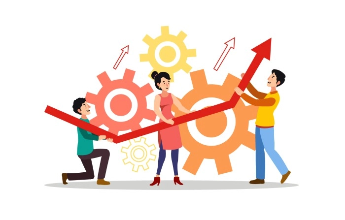 Business Growth And Teamwork Business Concept Illustration Premium Vector image