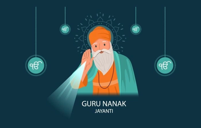 Vector Illustration Of Guru Nanak Jayanti Wishes Sikh Festival image