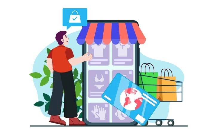 Online Marketing E-Commerce Store Vector Illustration Stock Vector Image image