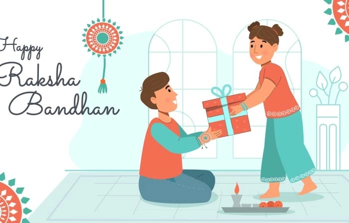 Beautiful Raksha Bandhan Celebration Card Design Premium Vector Illustration