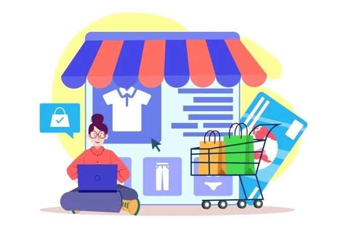 E-Commerce Business Online Shopping Vector Illustration Design Stock Illustration image
