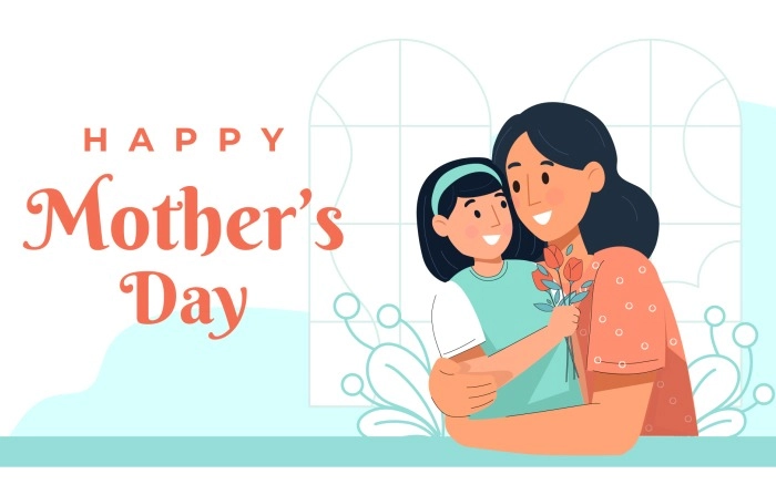 Flat Characters Happy Mothers Day Mother Daughter Love Illustration image
