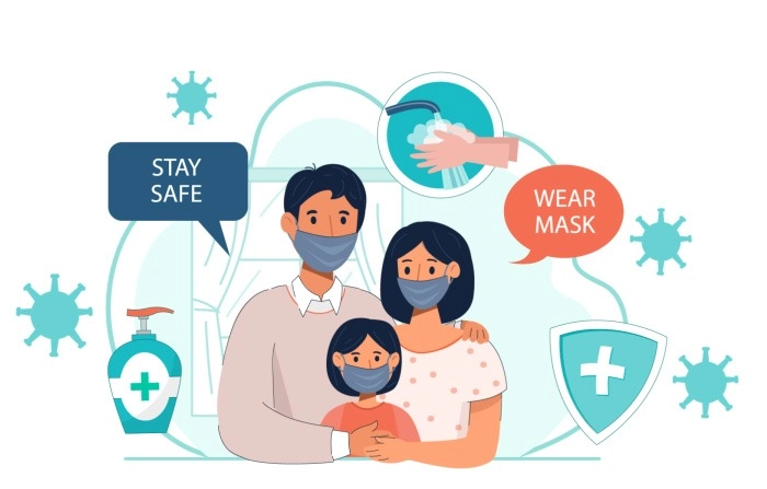 Healthy Family Showing Effective Ways To Prevent Coronavirus Illustration Premium Vector image