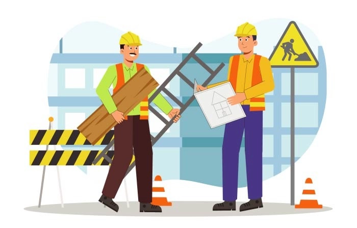 Civil Engineer Construction Service Premium Vector Illustration