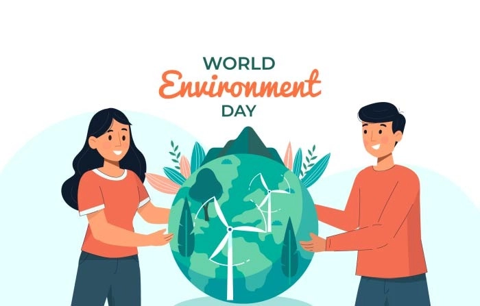 World Environment Day Concept Saving Nature And Ecology Premium Vector