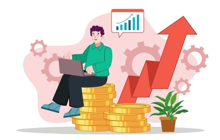 Business Growing And Money Vector Illustration Image