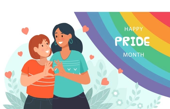 Happy Pride Month Day Illustration With Lgbt Rainbow And Transgender Flag To Parade
