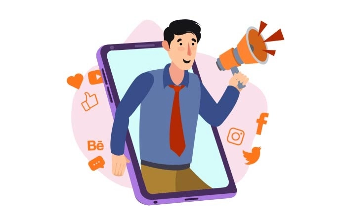Creating Awareness On Social Media Platforms Premium Vector image