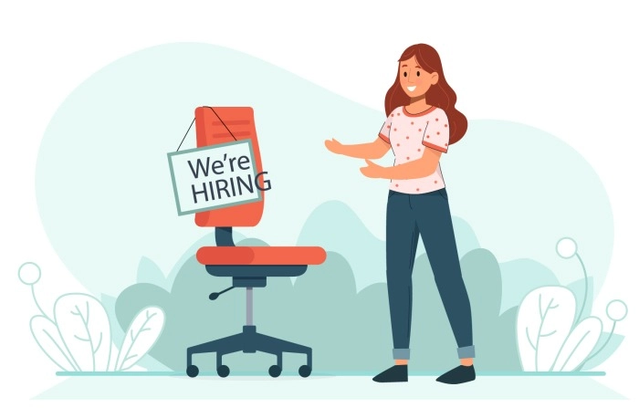 We Are Hiring Message Showing Hr. Manager Illustration image