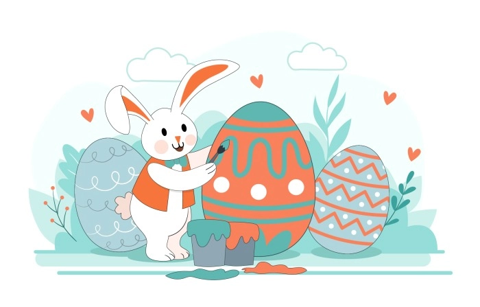 Happy Easter. Easter Rabbit With Easter Egg. Easter Bunny image