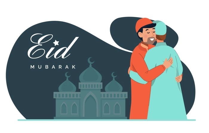 Flat Ramadan Eid Mubarak Islamic Men Characters Greetings