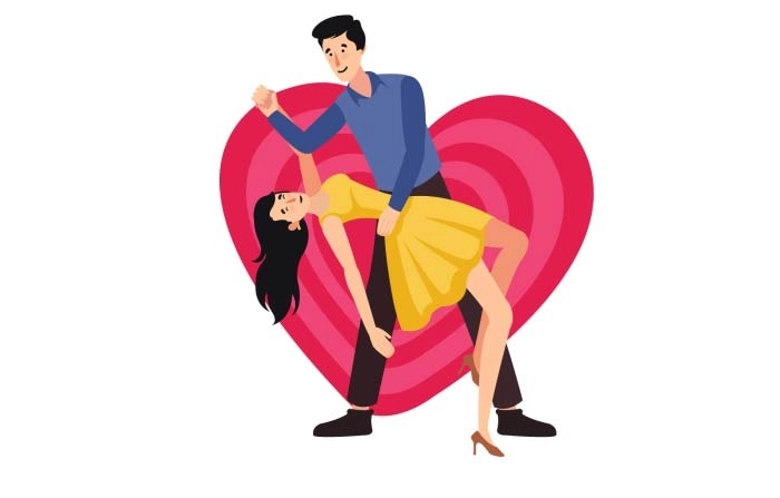 Valentines Day Romantic Couple Dance Illustration