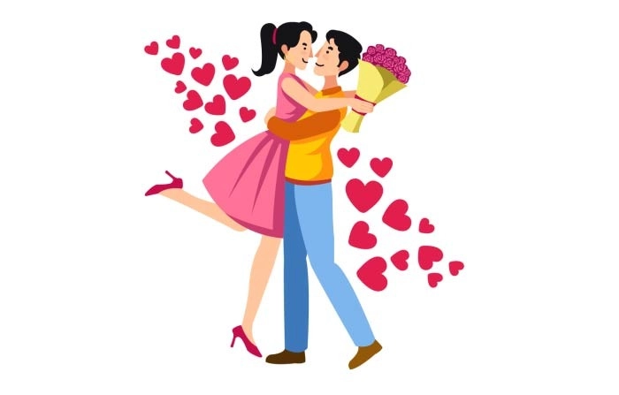 Illustration Of Hug Composition Collection For Valentine Day