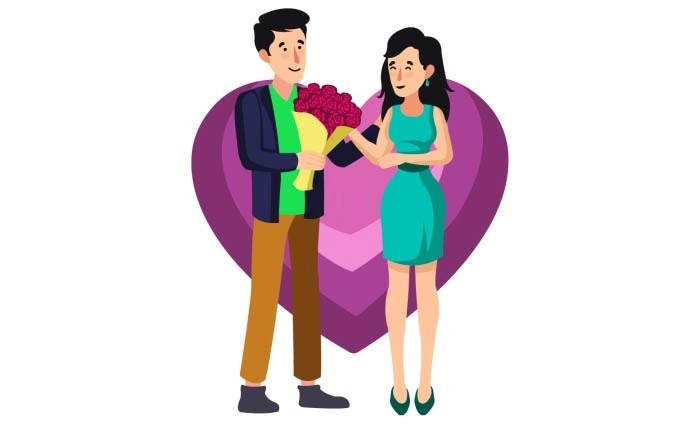 Young Couple Valentines Day Illustration