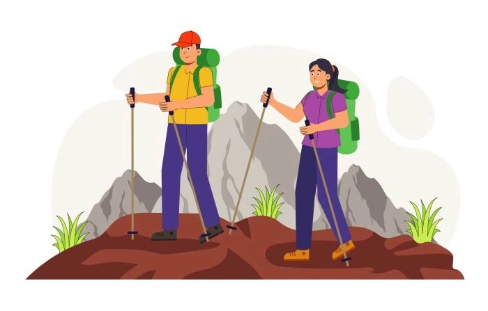 2D Flat Character Of Outdoor Activities Illustration image